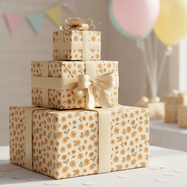 Papel De Presente Woodland Boho Floral (Woodland boho floral wrapping paper)