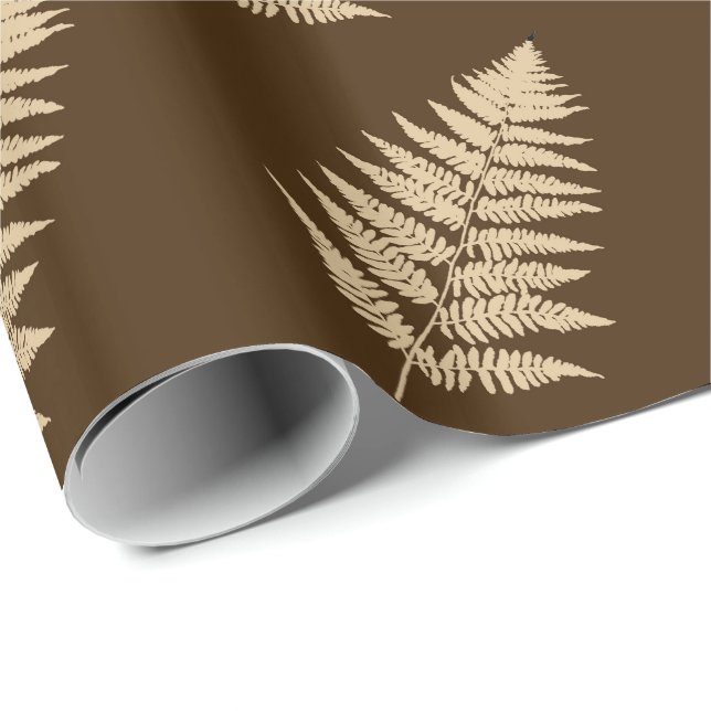 Papel De Presente Woodland Fern 1, Brown e Beige (Ponta do rolo)