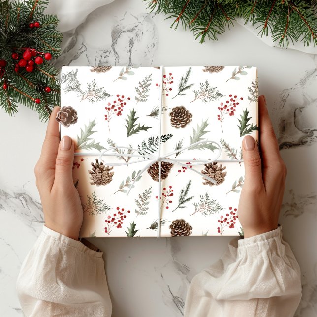 Papel De Presente Woodland Pine Russo Natal (Criador carregado)