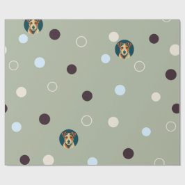 Papel De Presente Woof-dot Jade — Padrão Terrier Refinado e Círculos