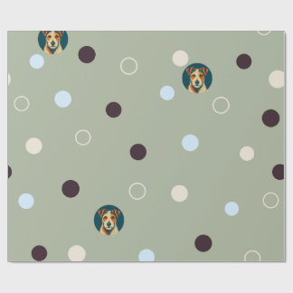 Papel De Presente Woof-dot Jade — Padrão Terrier Refinado e Círculos