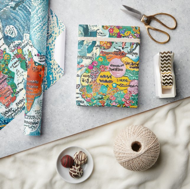 Papel De Presente World Map  (Artesanato)