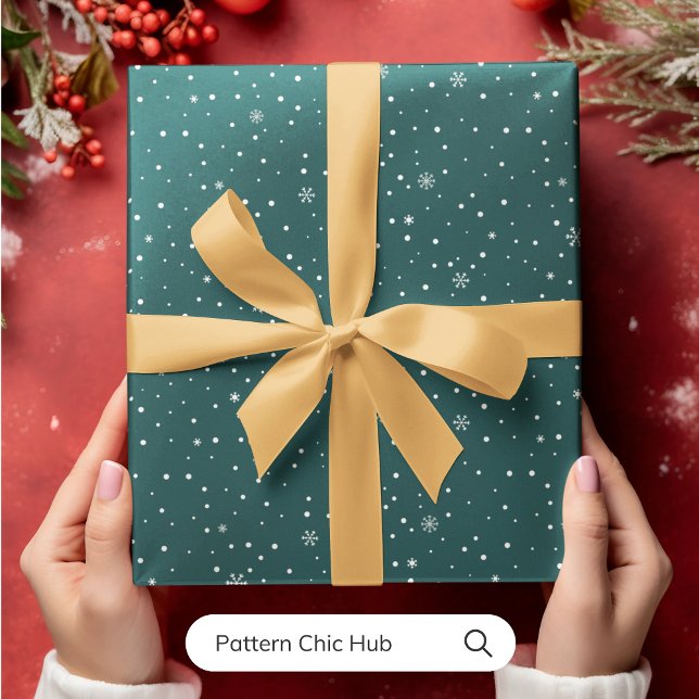 Papel De Presente WP05 Floco de Neve Floco de Natal Verde Moderno El (Criador carregado)