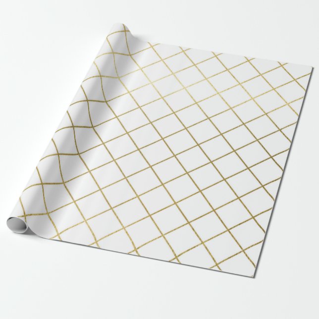 Papel De Presente Wr de Casamento de Padrão Geométrico Dourado Cláss (Desenrolado)