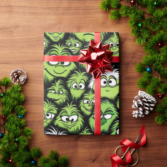 Papel De Presente Wrap Festivo Wonderland "Monstro de Natal Verde" (Presente de Natal)