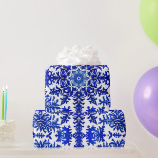 Papel De Presente Wrap Festivo Wonderland 'Royal Blue'