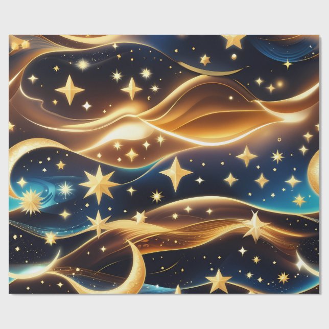 Papel De Presente Wrapping Paper - Amber Celestial Moon (Aberto)