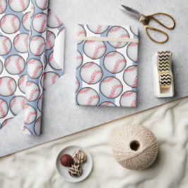 Papel De Presente Wrapping Paper Blue Birthday Basbeball