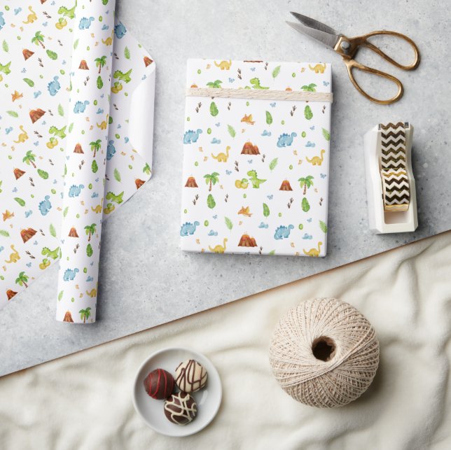 Papel De Presente Wrapping Paper - Dinosaurs And Volcanoes (Artesanato)