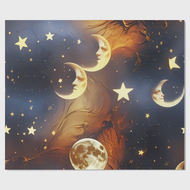 Papel De Presente Wrapping Paper Dreamy Fiery Orange Celestial (Aberto)