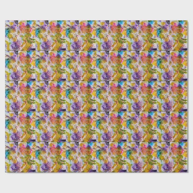 Papel De Presente Wrapping Paper, Hand-Painted Floral Gift Wrap (Aberto)