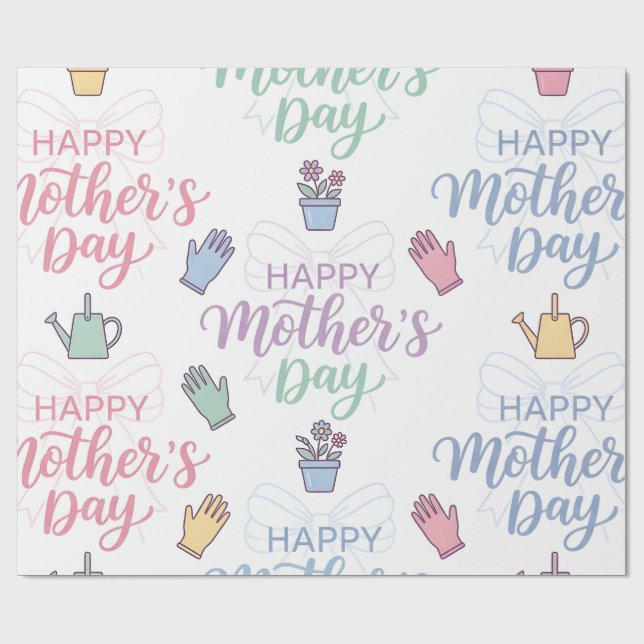 Papel De Presente Wrapping Paper-Happy Mother’s Day Wrapping Paper (Aberto)
