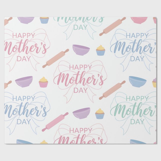 Papel De Presente Wrapping Paper-Happy Mother’s Day Wrapping Paper (Aberto)