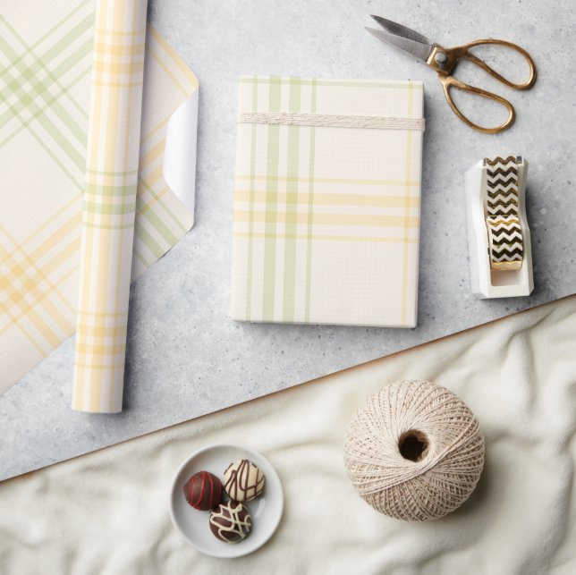 Papel De Presente Wrapping Paper | Lemon Plaid Luxe Gift Wrap (Artesanato)