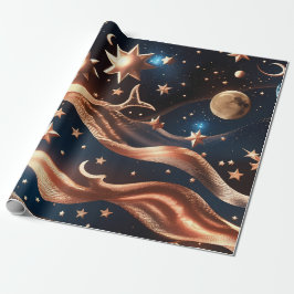 Papel De Presente Wrapping Paper – Luxury Bronze Celestial Moon Prem