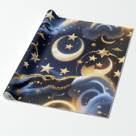 Papel De Presente Wrapping Paper – Luxury Celestial Moon Phases