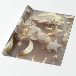 Papel De Presente Wrapping Paper – Luxury Creamy Celestial Moon Gift