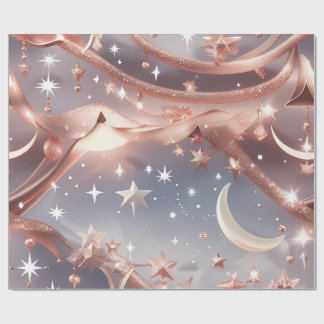 Papel De Presente Wrapping Paper – Luxury Marble White Celestial Moo