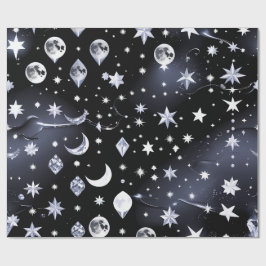 Papel De Presente Wrapping Paper - Luxury Onyx Celestial Moon