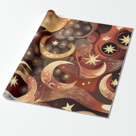 Papel De Presente Wrapping Paper – Luxury Terracotta Celestial Moon 