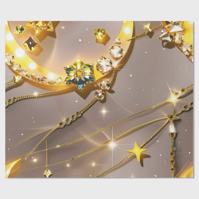 Papel De Presente Wrapping Paper – Luxury Topaz Yellow Celestial (Aberto)