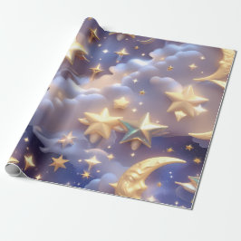 Papel De Presente Wrapping Paper – Luxury White Celestial Moon Gift 