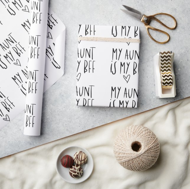 Papel De Presente Wrapping Paper - My Aunt Is My BFF (Artesanato)