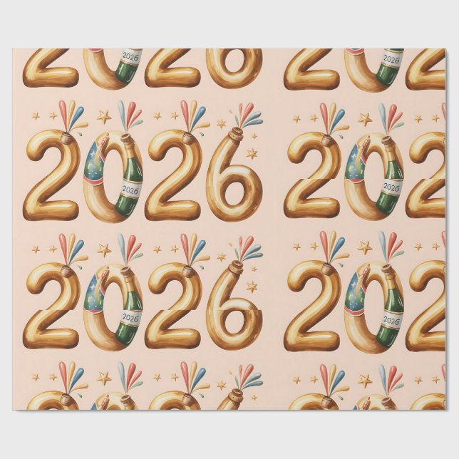Papel De Presente Wrapping Paper-New Year 2026 (Aberto)