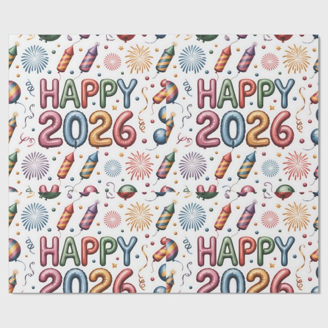 Papel De Presente Wrapping Paper-New Year 2026 (Aberto)