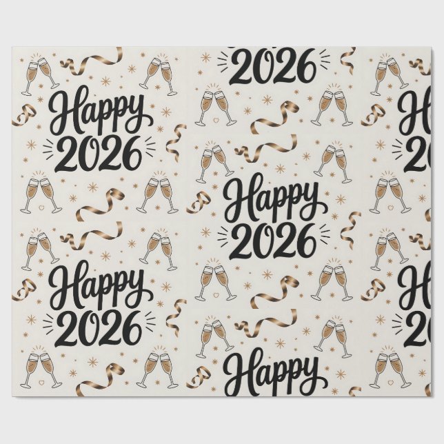 Papel De Presente Wrapping Paper-New Year 2026 Wrapping Paper (Aberto)