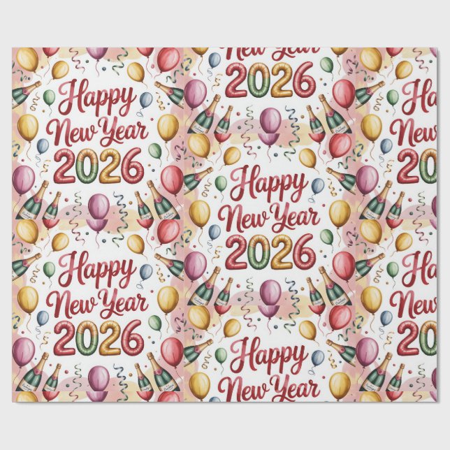 Papel De Presente Wrapping Paper-New Year 2026 Wrapping Paper (Aberto)
