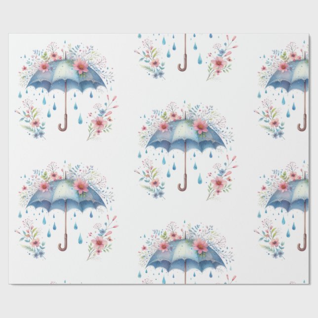 Papel De Presente Wrapping Paper-Pastel Spring Floral Wrapping Paper (Aberto)