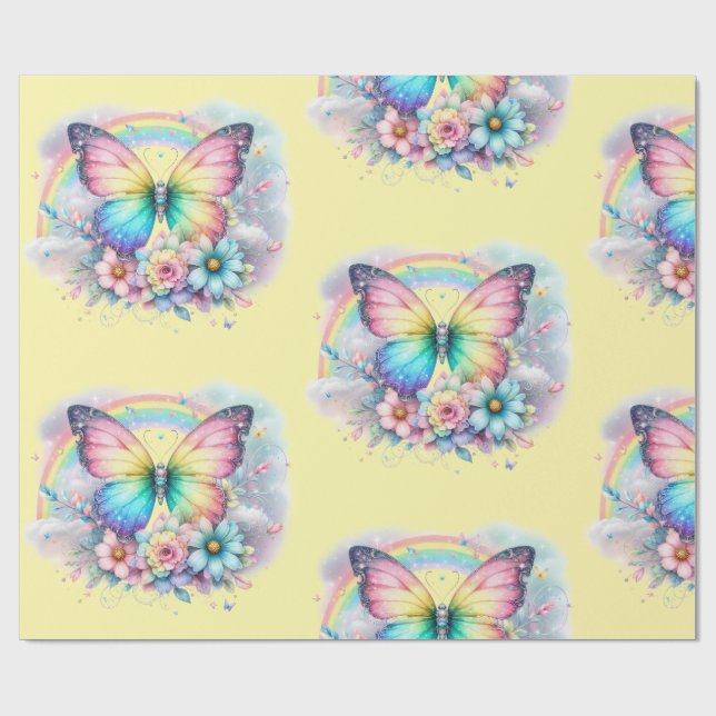 Papel De Presente Wrapping Paper-Pastel Spring Floral Wrapping Paper (Aberto)