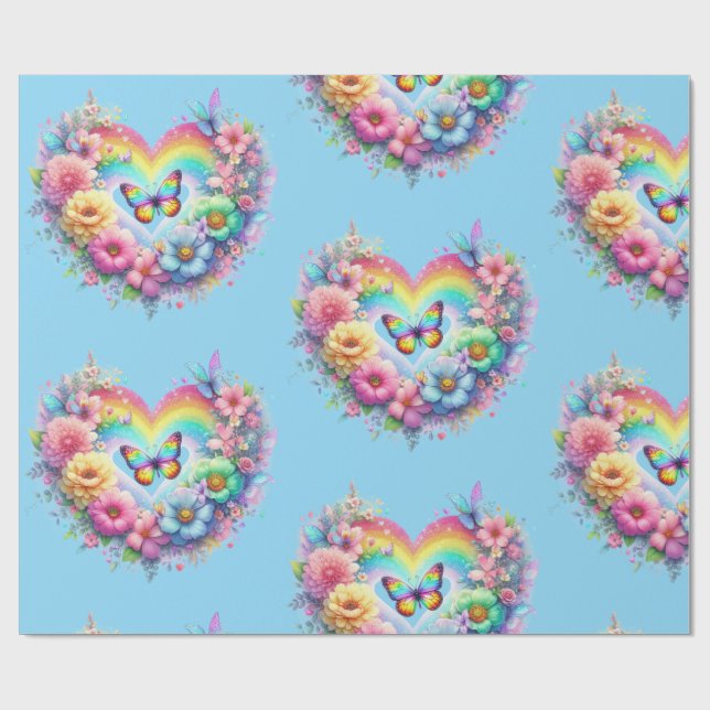 Papel De Presente Wrapping Paper-Pastel Spring Floral Wrapping Paper (Aberto)