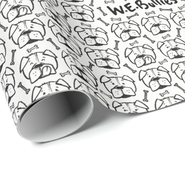 Papel De Presente Wrapping paper roll with english bulldog pattern (Ponta do rolo)