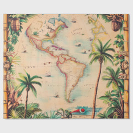 Papel De Presente Wrapping Paper-Vintage Atlas Wrapping Paper
