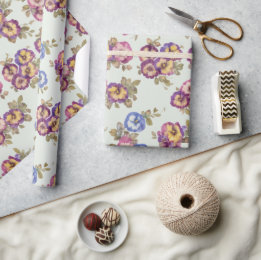Papel De Presente Wrapping Paper | Vintage Pansy Floral Garden
