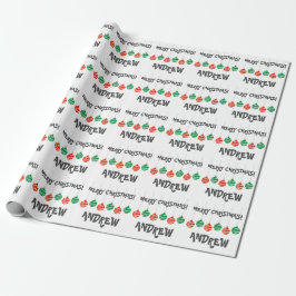 Papel De Presente Wrappingpaper vermelho e verde dos miúdos do Feliz