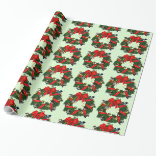 Papel De Presente Wreath de Natal Birdorable Warblers