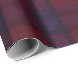 Papel De Presente Xadrez Aconchegante Burgundy Marrom Roxo
