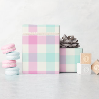 Papel de Presente Xadrez Algodão Doce