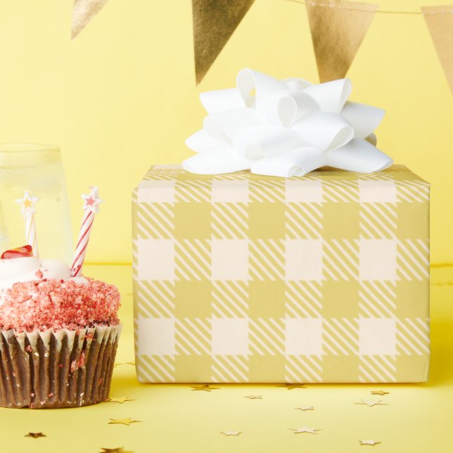 Papel De Presente Xadrez amarelo sunshine clássico gingham (Festa de aniversário)