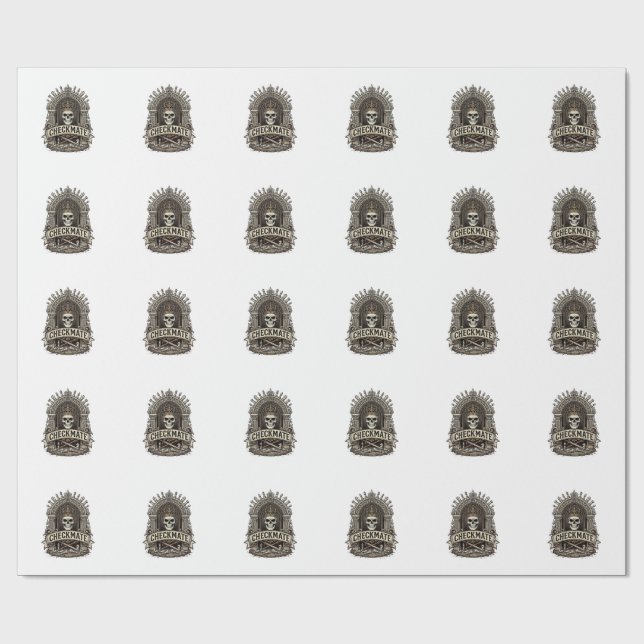 Papel De Presente Xadrez Antigo Checkmate Skull King (Aberto)