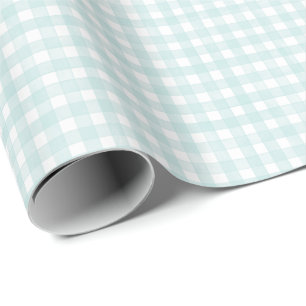 Papel De Presente Xadrez Aqua Clássico