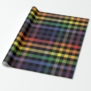 Papel De Presente Xadrez Arco-íris