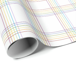 Papel De Presente Xadrez Arco-Íris