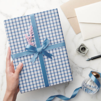Papel De Presente Xadrez Azul