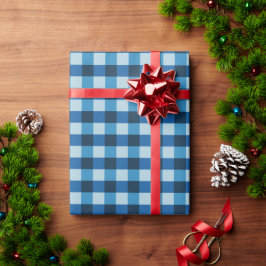 Papel De Presente Xadrez Azul