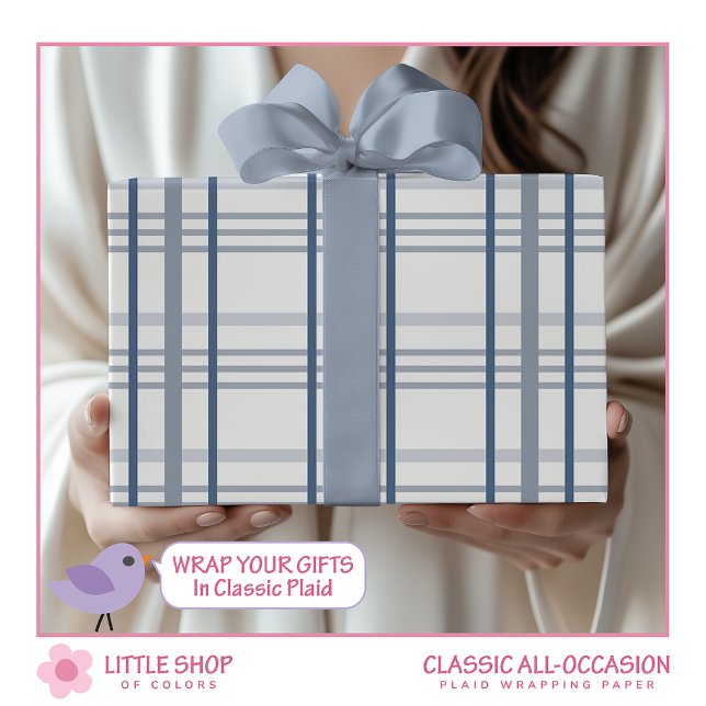 Papel De Presente Xadrez Azul Clássica (Criador carregado)