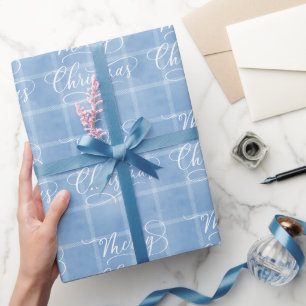 Papel De Presente Xadrez Azul Clássica Moderno Feriado de Natal Feli